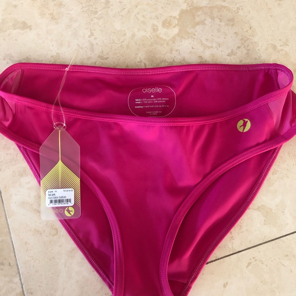 Oiselle Rizzo swim bottom - Medium -hot pink mesh sides